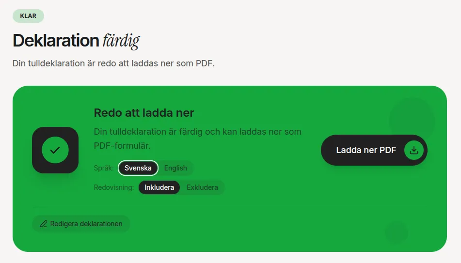 Download page with language selection and audit report option